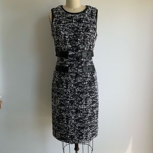 Karl Lagerfeld Paris black and white dress with faux leather piping size 8